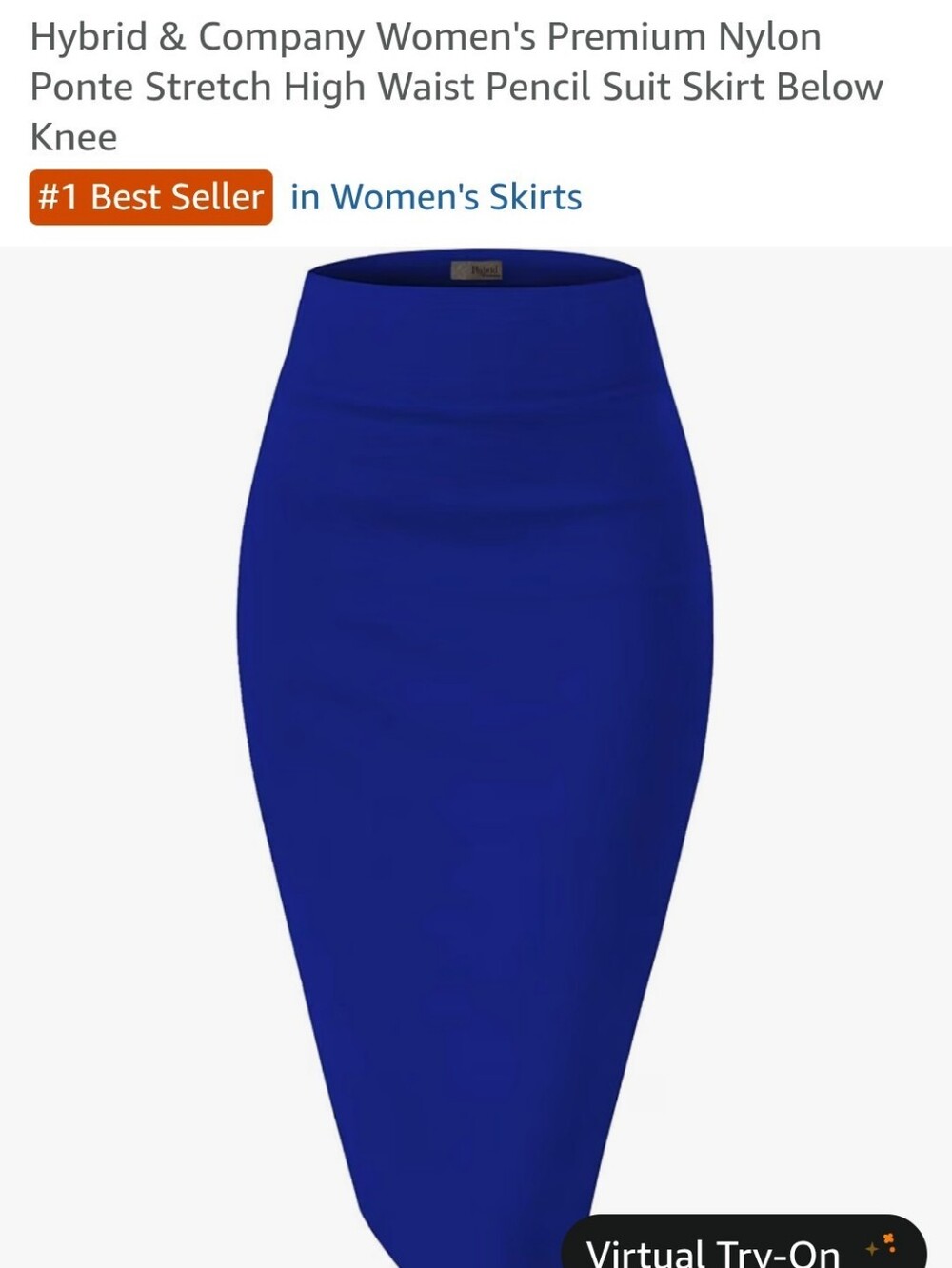 Hybrid & Company Women's Premium Nylon Ponte Stretch High Waist Pencil Skirt